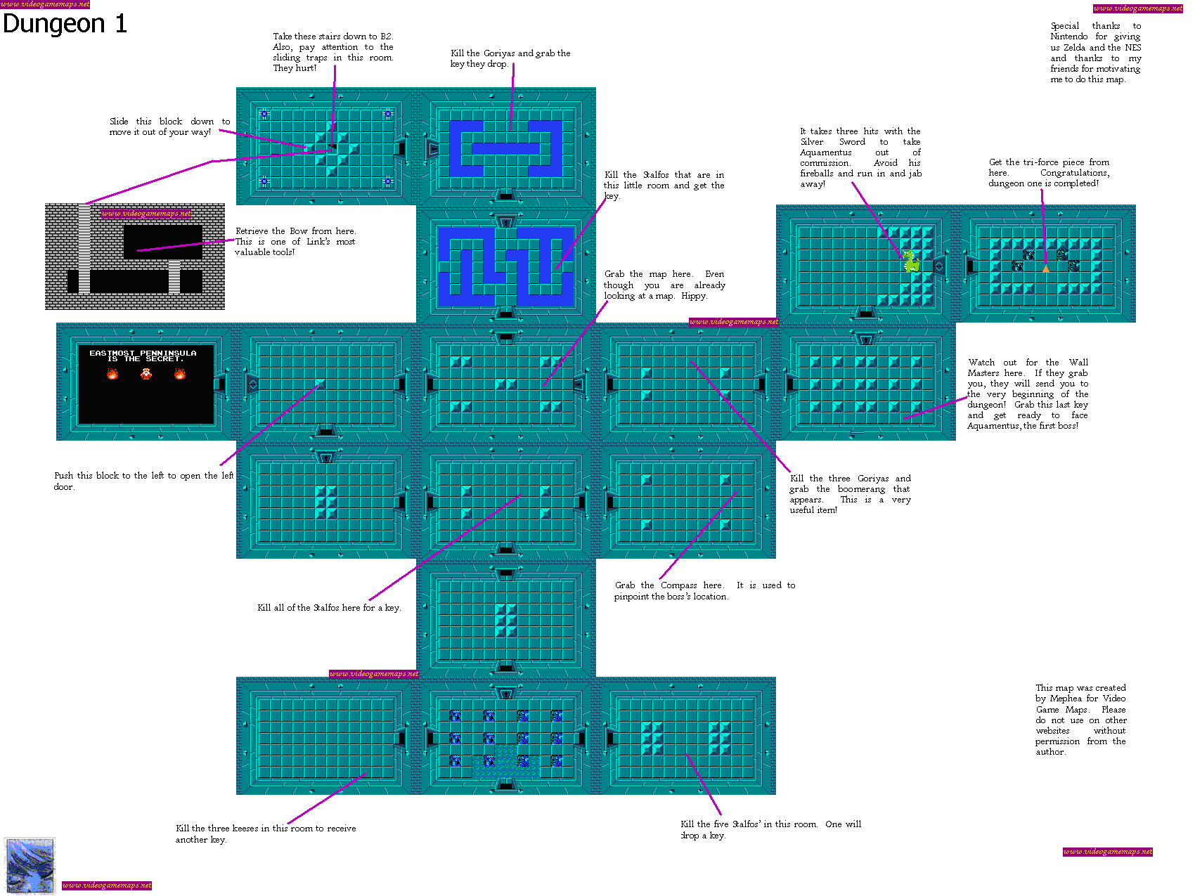 the legend of zelda nes dungeon maps